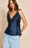 Navy Satin Lace Detail Cami Top