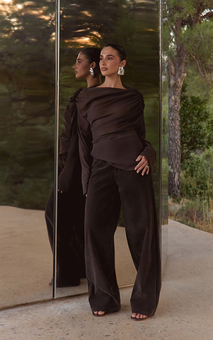 Faux Suede Straight Leg Trousers