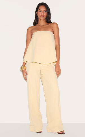 Structured Woven Peplum Straight Leg Jumpsuit