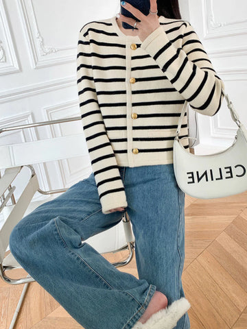 Striped Knitted Cardigan