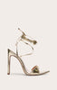 Gold PU Point Toe High Heeled Lace Up Sandals