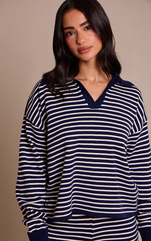 Petite Striped Collar Knitted Jumper