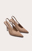 Black Faux Suede Point Toe Sling Back Heeled Courts