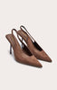 Black Faux Suede Point Toe Sling Back Heeled Courts