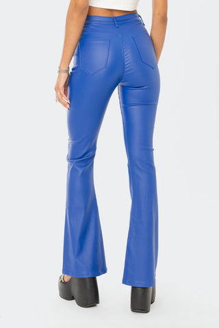 Nova Faux Leather Flare Jeans