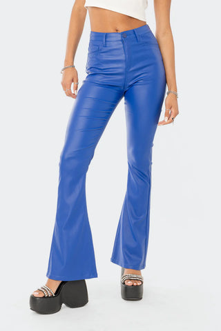 Nova Faux Leather Flare Jeans