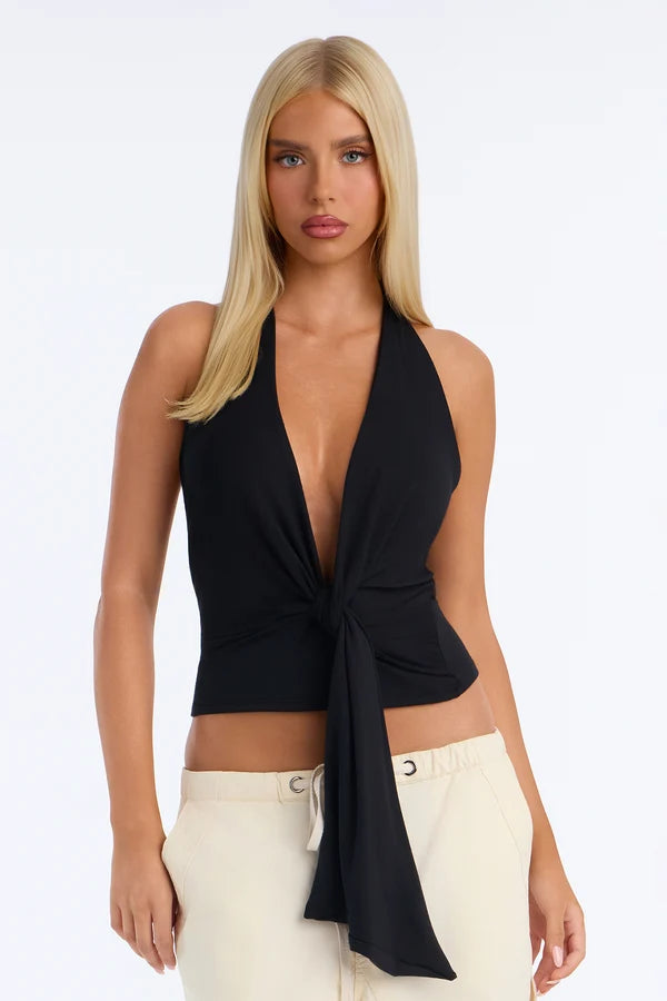 She's Divine Twist Drape Halter Top