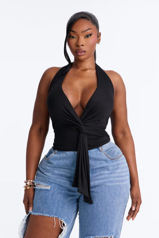She's Divine Twist Drape Halter Top