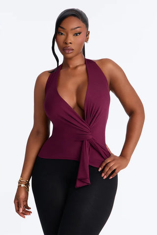 She's Divine Twist Drape Halter Top