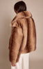 Brown Faux Fur Short Shawl Collar Coat