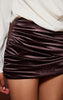Golden Olive Velvet Ruched Mini Skirt