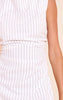 White Pinstripe Ruched Detail Bodycon Dress