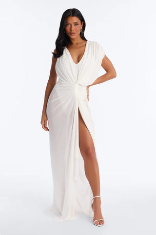 Sisley Draped Mesh Maxi Dress
