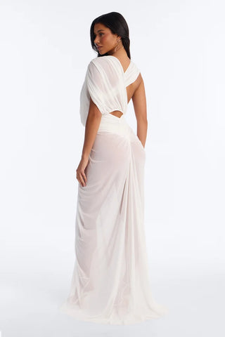 Sisley Draped Mesh Maxi Dress