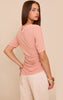 Beige Lightweight Woven Ruched Side Detail T Shirt