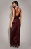 Wine Sequin Cowl Maxi Dress