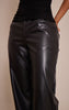 Petite Black Straight Leg Faux Leather Trousers