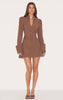 Almond Woven V Neck Blazer Dress