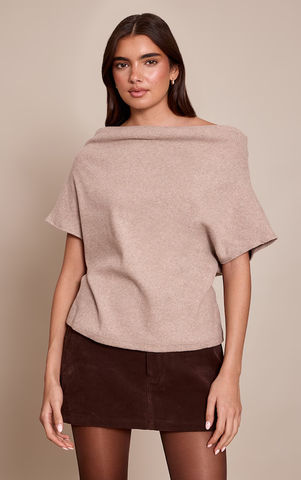 Heavy Brushed Rib One Shoulder Slouchy Top