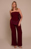 Shape Burgundy Beaded Fringe Hem Bandeau Top
