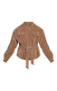 Faux Suede Belted Drop Waist Jacket