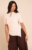 Beige Lightweight Woven Ruched Side Detail T Shirt
