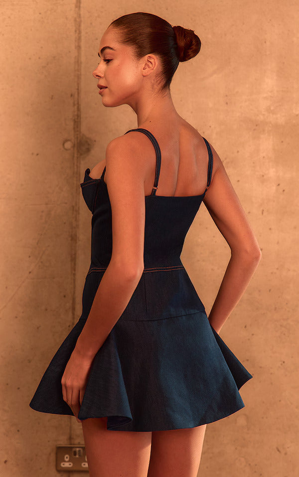 Tailored Bust Detail Pleated Hem Bodycon Dress
