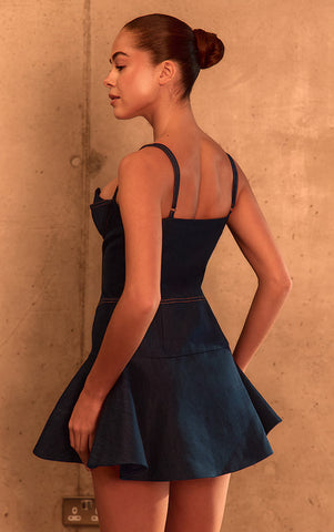 Tailored Bust Detail Pleated Hem Bodycon Dress