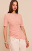 Beige Lightweight Woven Ruched Side Detail T Shirt