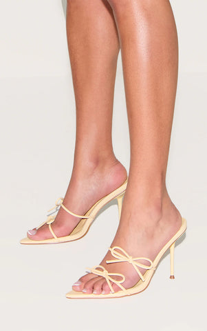 Multi Bow Point Toe High Stiletto Heeled Mules