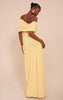 Double Layer Slinky Bardot One Shoulder Ruched Maxi Dress