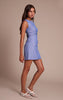 White Pinstripe Ruched Detail Bodycon Dress