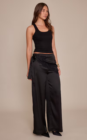Satin Scarf Wide Leg Trousers