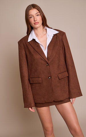 Suede Oversized Dad Blazer