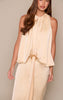 Lemon Satin Ruched Bodice Trim Detail Maxi Dress