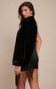 Black Velvet Cape Tassel Hem Mini Dress