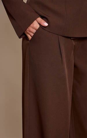 Woven Pleated Straight Leg Trousers