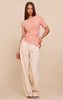 Beige Lightweight Woven Ruched Side Detail T Shirt