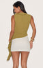 Textured Ruffle Asymmetric Long Top