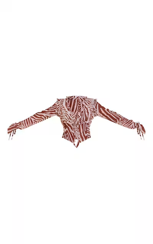 Chiffon Ruffle Tie Front Blouse