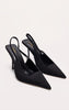 Black Faux Suede Point Toe Sling Back Heeled Courts