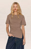 Black Bengaline Ruched Asymmetric Detail Long Top