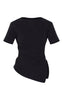 Black Bengaline Ruched Asymmetric Detail Long Top