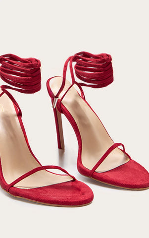 Soft Scarlet Suede Sandals Heeled Sandals