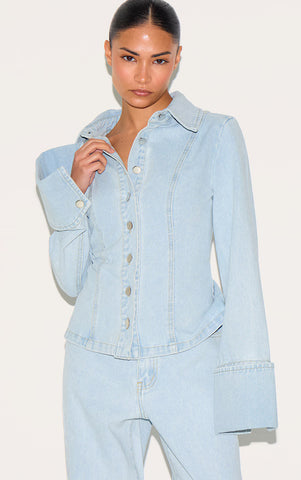 Petite Sky Blue Straight-Leg Mid-Rise Jeans