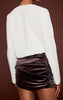 Golden Olive Velvet Ruched Mini Skirt