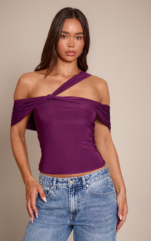 Double Layer Slinky Abstract Sleeve Detail Top