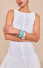 Silver and Turquoise Resin Chunky Cuffs