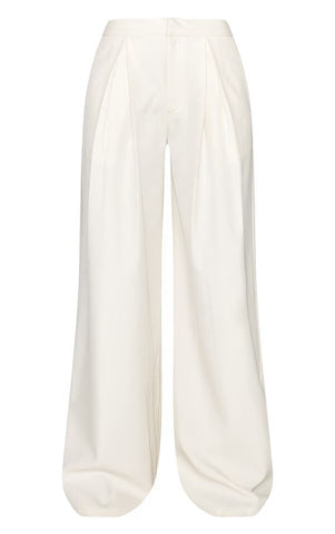 Ivory Structure Wide-Leg Pants