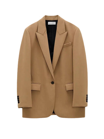 Casual Style Camel Pocket Blazer